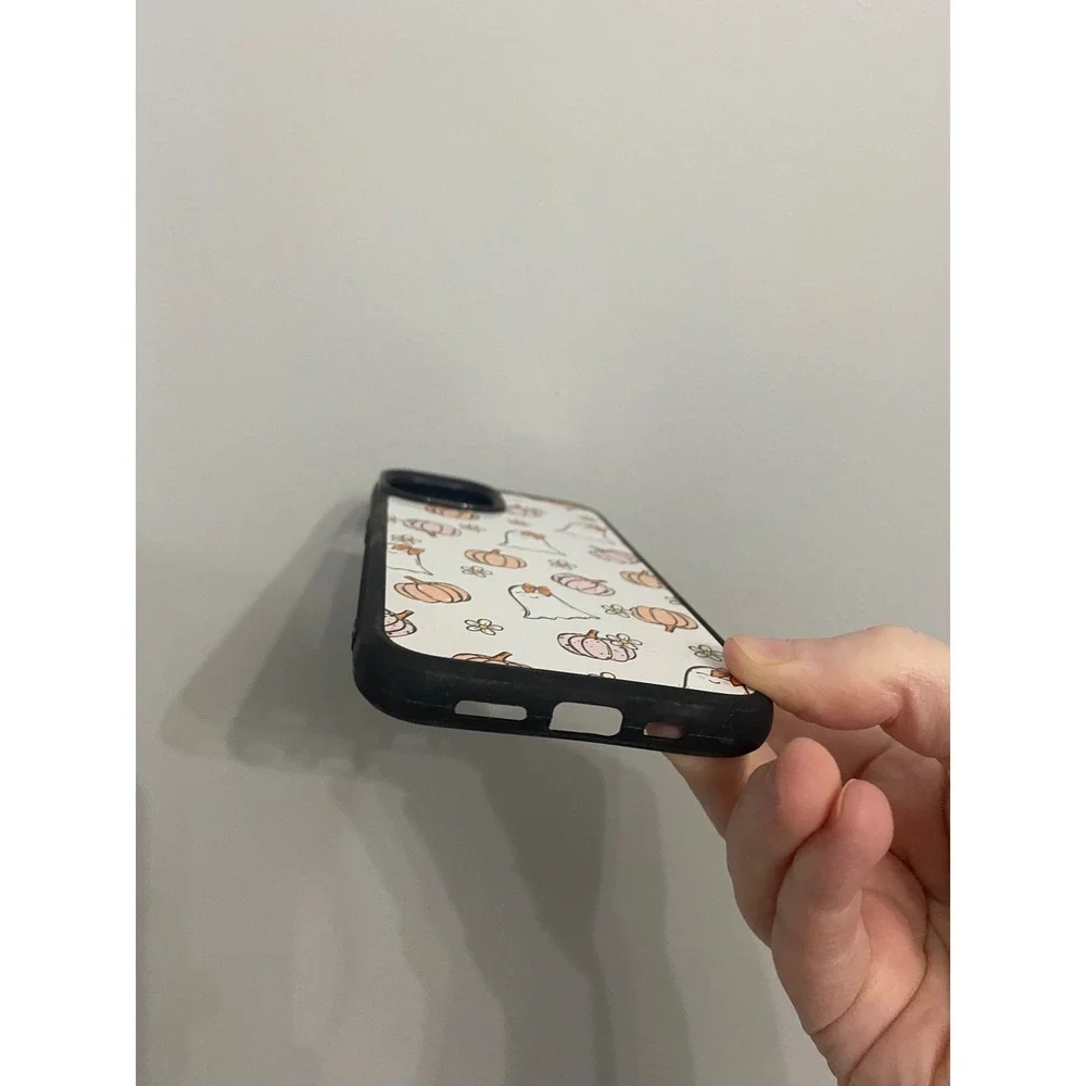iPhone 14 Case Unisex One Size‎ White Ghost Pumpkin Halloween Floral Pattern